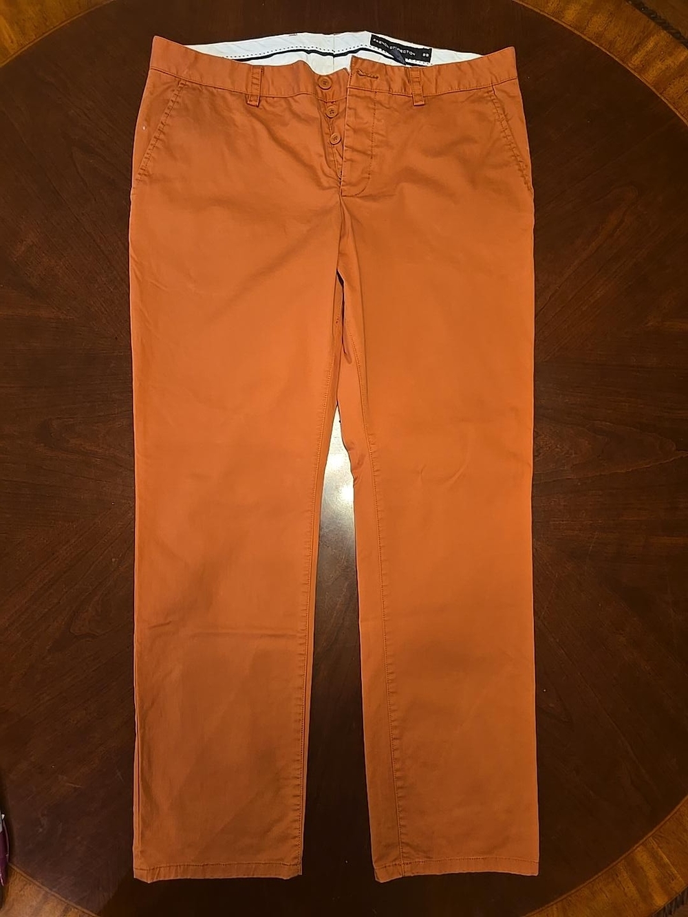 French Connection Mens 36 Burnt Orange Stretch Chino Pants Button Fly